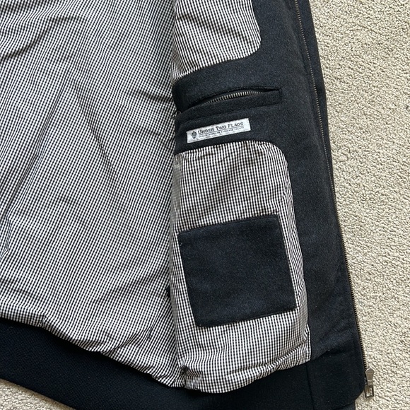 Designer High fashion 100% Black Wool Jacket by Under Two Flags - Picture 12 of 13